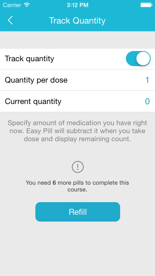 Easy Pill Track Quantity